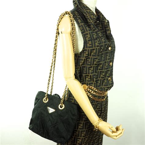 prada quilted chain tote bag|Prada shoulder bag gold chain.